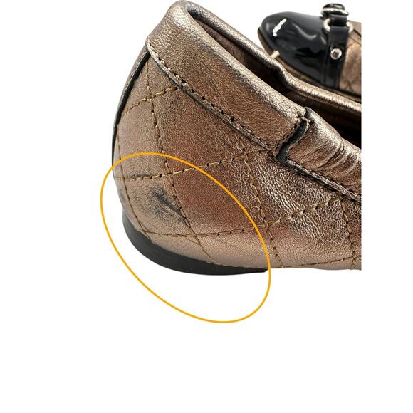 AGL Monika ballet Cap Toe flat Leather round toe Quilted bronze black 36 EU/6 US - Picture 13 of 14